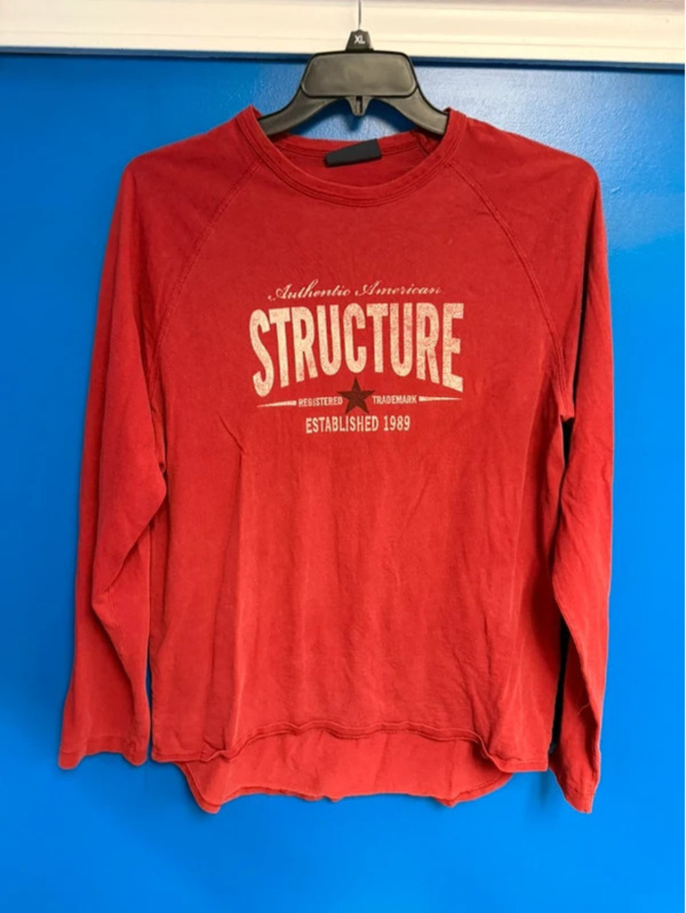 Vintage 90s Made in USA Structure Graphic Long Sleeve Shirt M
